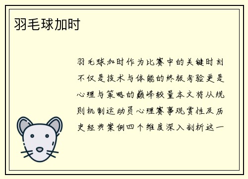 羽毛球加时